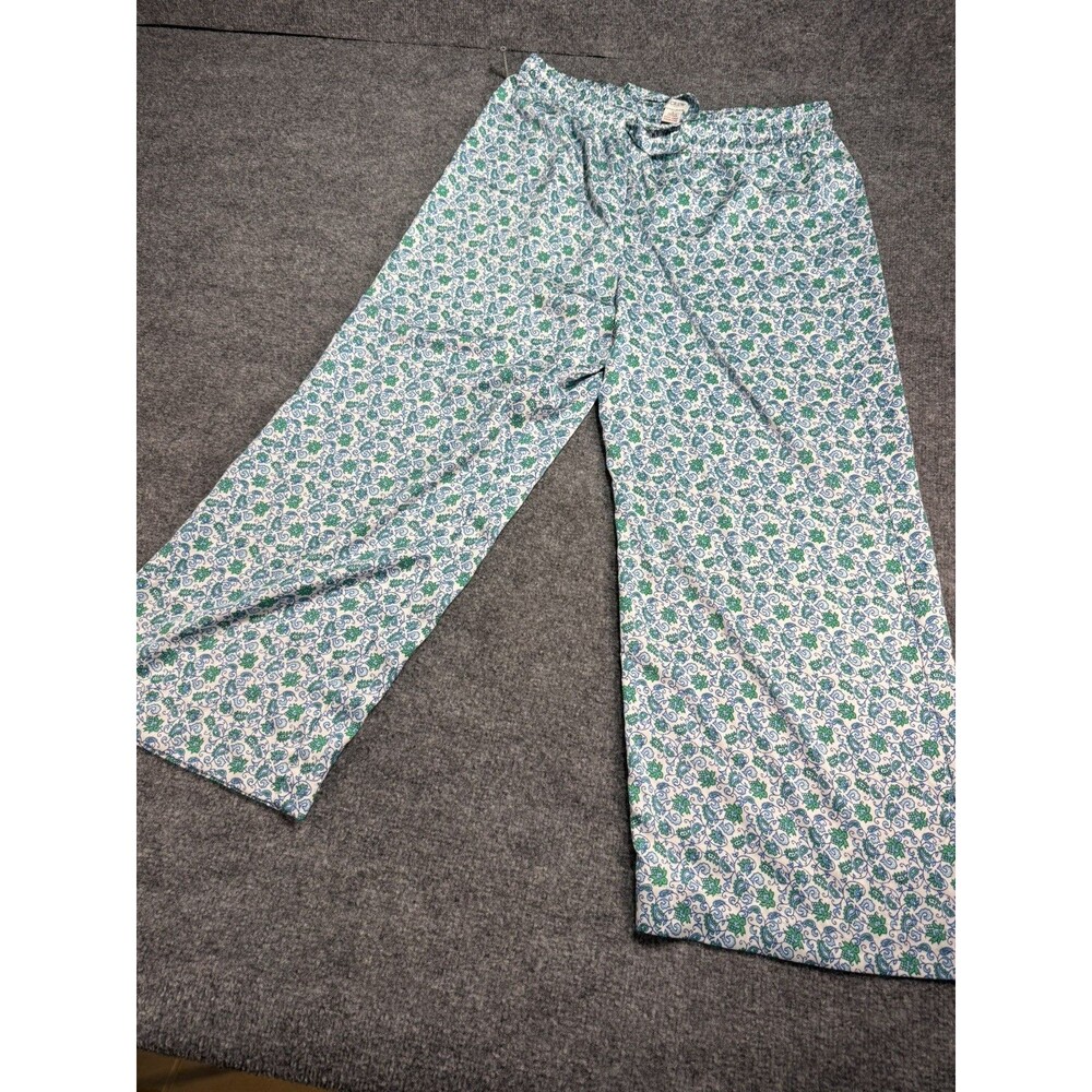 J.Crew Sleep Pants Women’s Large Blue Floral Polyester Lounge Pajama Bottoms